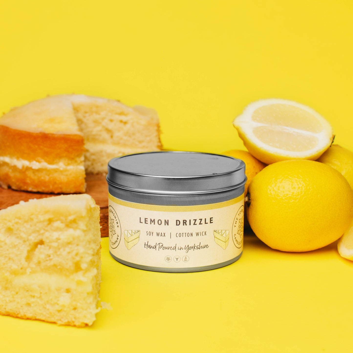 Lemon Drizzle Large Tin  | Scented Candle | Soy Wax