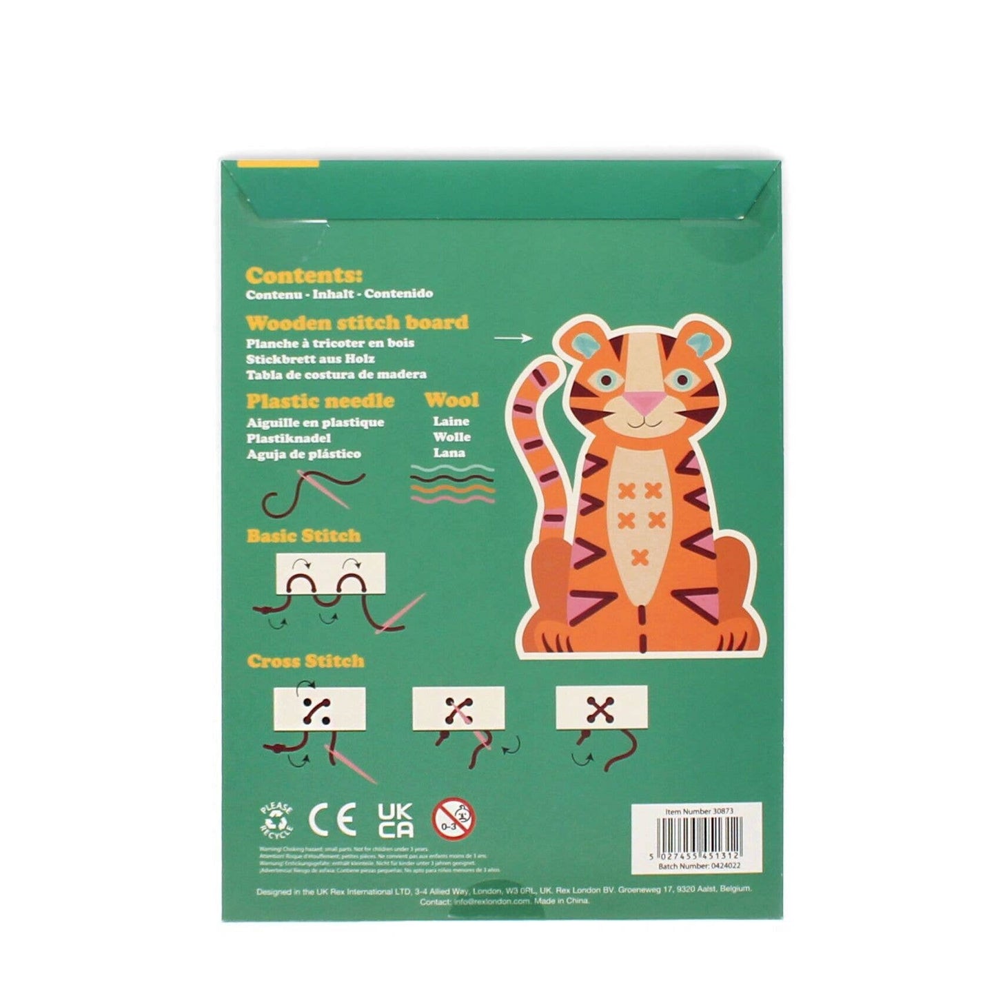 Learn To Sew Wooden Hand-Stitch Set - Tiger