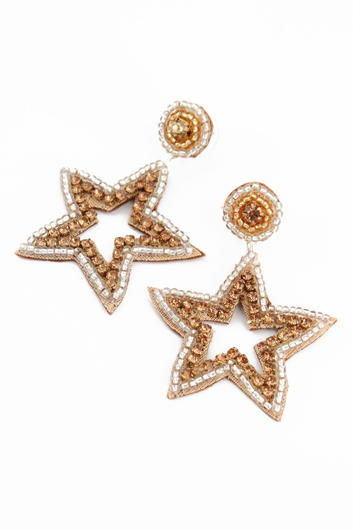 GOLD & SILVER STAR BEADED DROPS