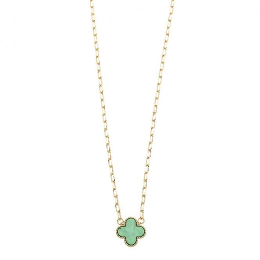 Gold Plated Cross Necklace in Green Stone