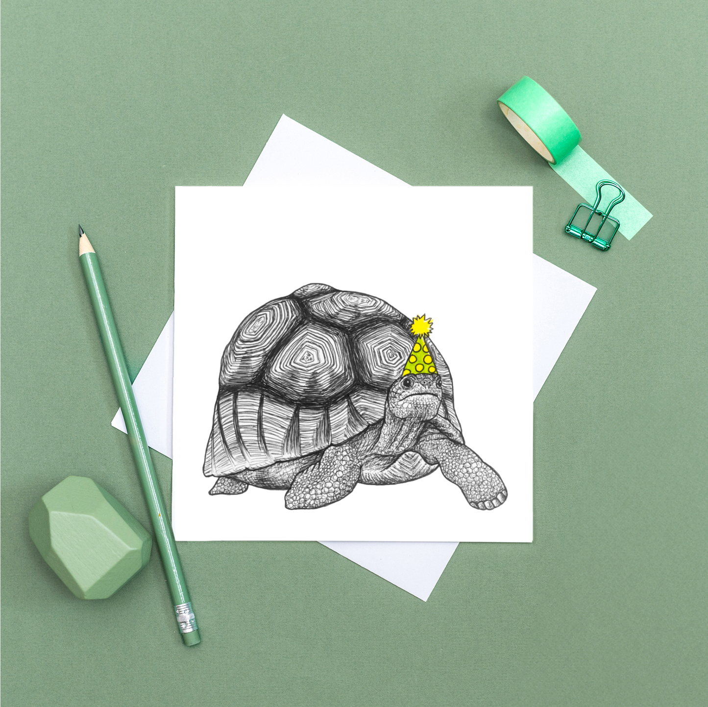 Animal Birthday Card - Party Tortoise