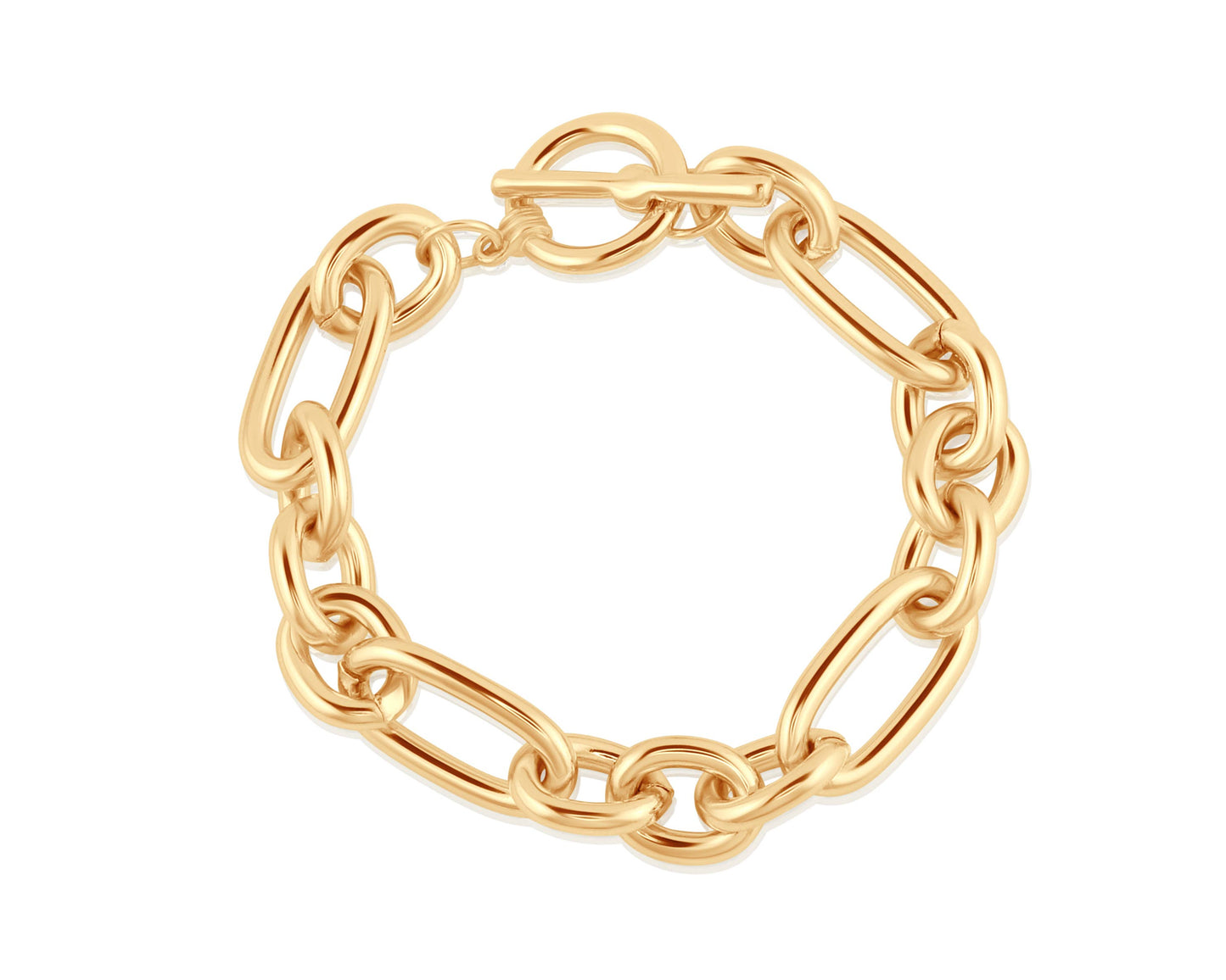 Maude Oval Links Tbar Statement Bracelet: GOLD