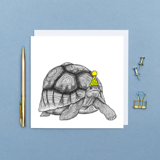 Animal Birthday Card - Party Tortoise