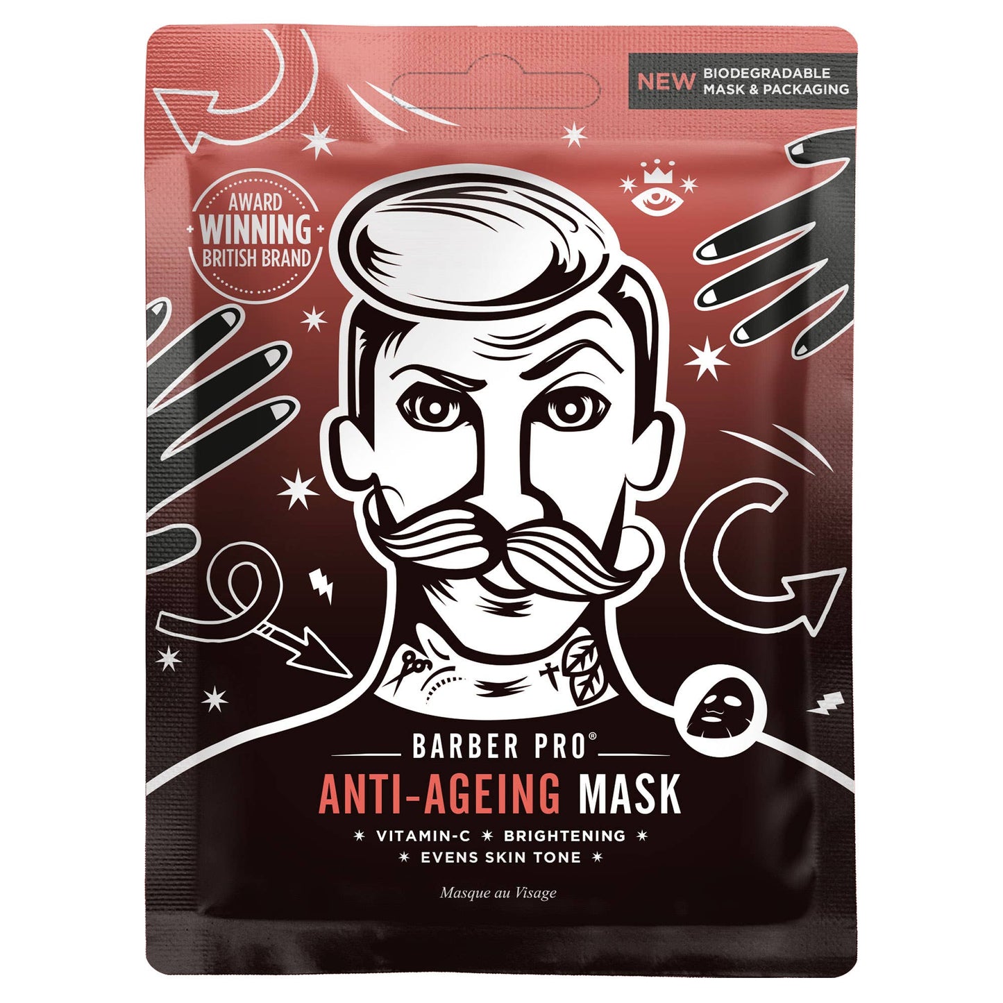 BARBER PRO ANTI-AGEING Face Sheet Mask - 100% Biodegradable