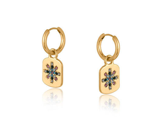 ESTELLE STAR CHARM HUGGIE EARRINGS: GOLD