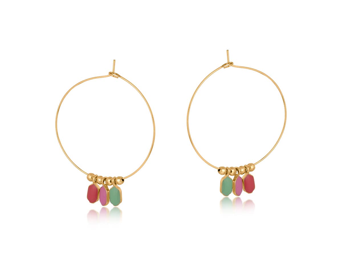 CARINE DROP HOOP EARRINGS: MULTI