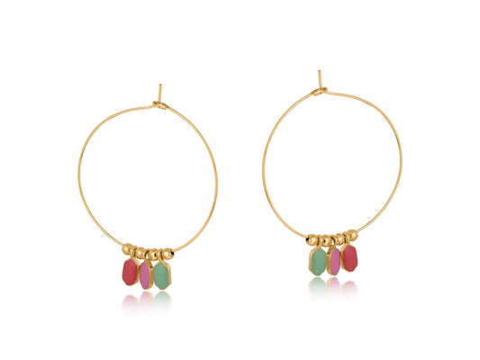 CARINE DROP HOOP EARRINGS: MULTI