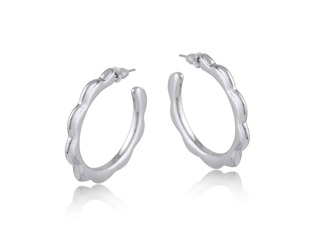 Camille squiggle large hoop earrings - silver