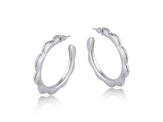 Camille squiggle large hoop earrings - silver