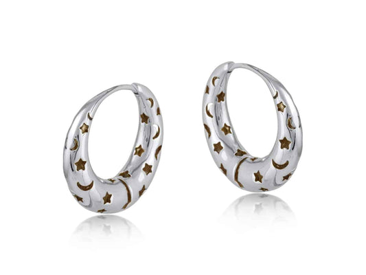 Selena celestial hoop earrings - silver