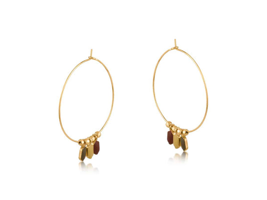 Juliana drop hoop earrings - red brown