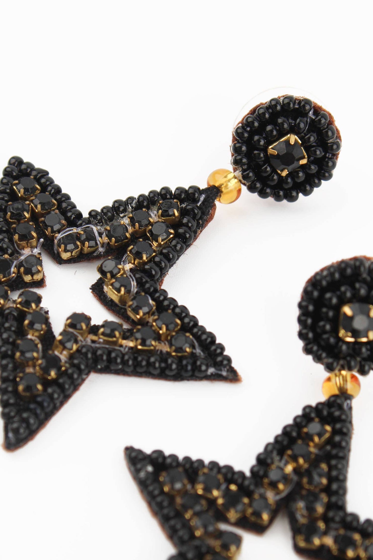 BLACK BEADED STAR DROPS