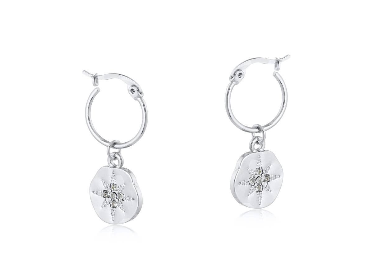 CELENA ENCRUSTED STARS EARRINGS: SILVER