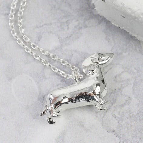 Silver Sausage Dog Necklace