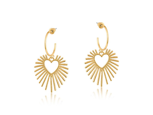 SELENA SUNBURST HOOP EARRINGS: GOLD