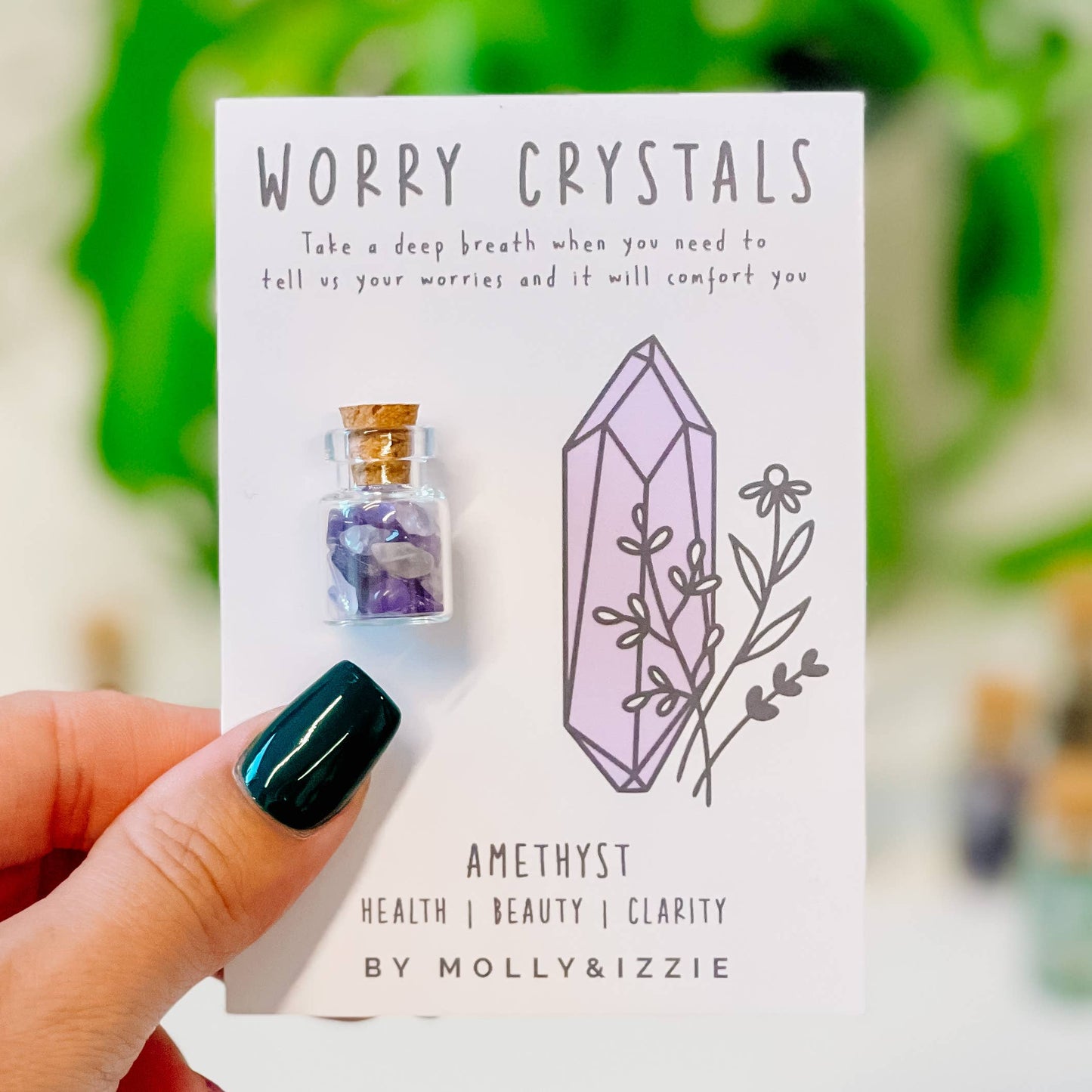 Amethyst Worry Crystal on Card