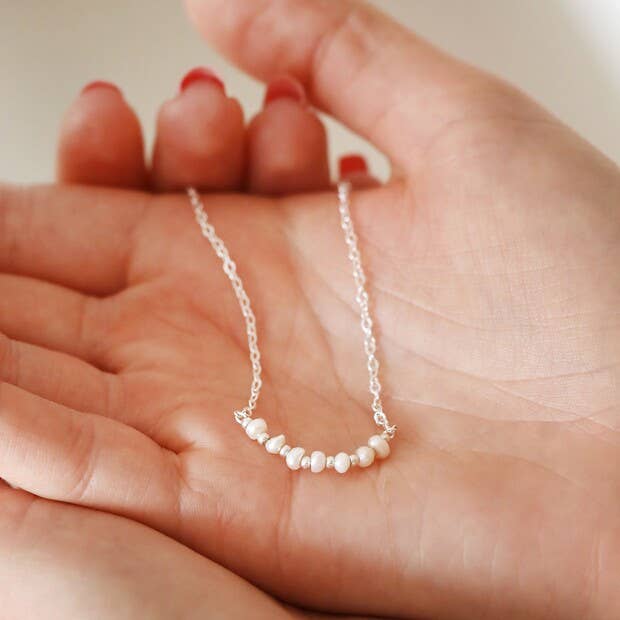 Freshwater Pearl Silver Chain Necklace