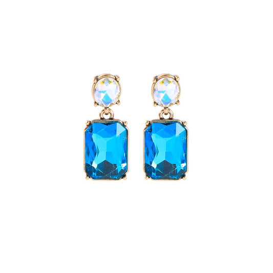 Oval Twin Gem Post Earring in Turquoise & Aurora Borealis