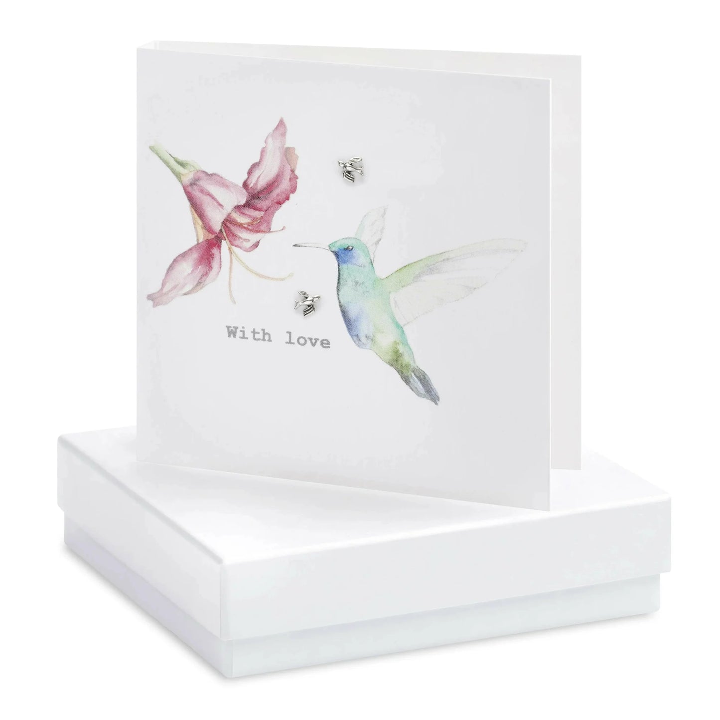 Boxed Earring Card Hummingbird With Love