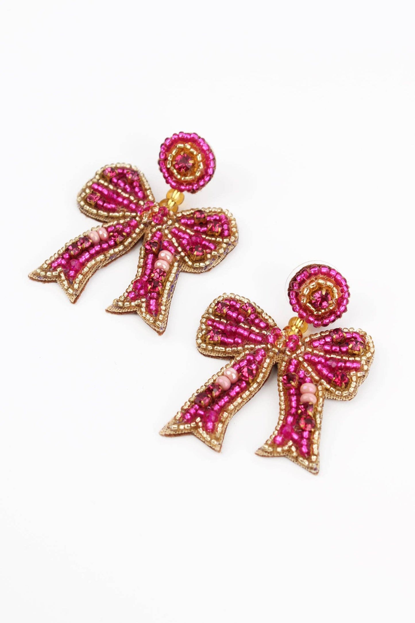 PINK BOW DROP EARRINGS