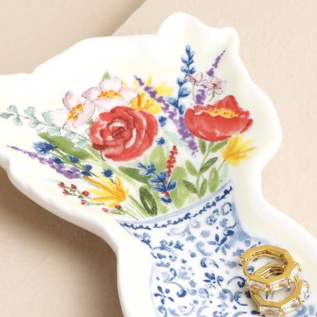 Flowers in Vase Trinket Dish