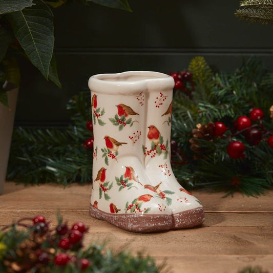 Langs - Robins Xmas welly planter