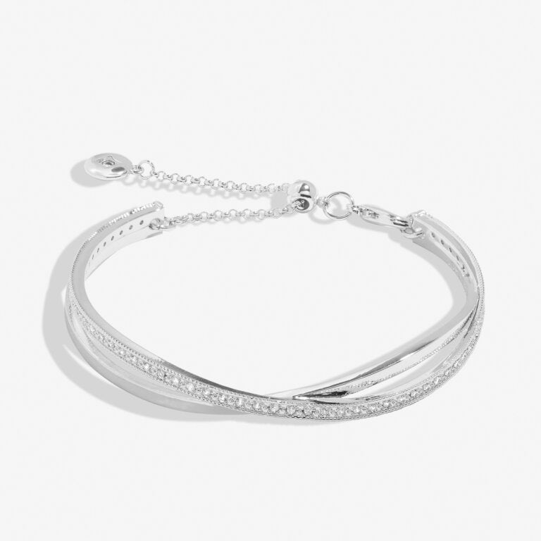 Joma Jewellery - Crossover Bangle Bracelet Bar In Silver Plating