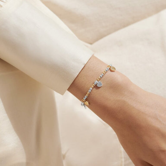 Joma Jewellery - Hearts Bracelet Bar In Silver And Gold Plating