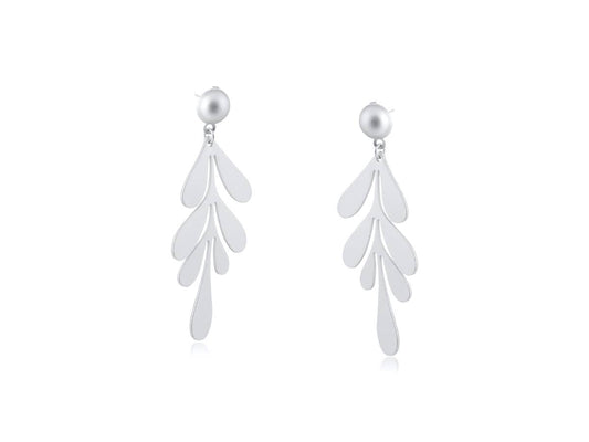 SELENA LEAF STATEMENT DROP EARRINGS: SILVER