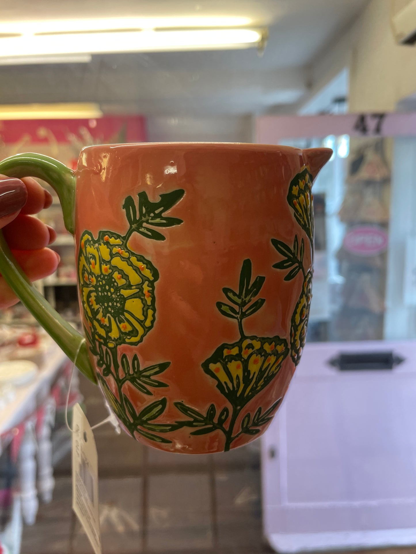 Small Coral Floral Jug