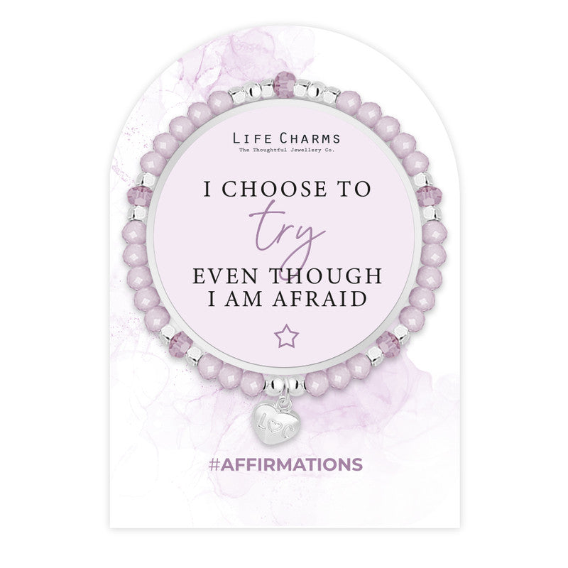 LIFE CHARMS AFFIRMATION BRACELET - TRY EVEN THOUGH I AM AFRAID