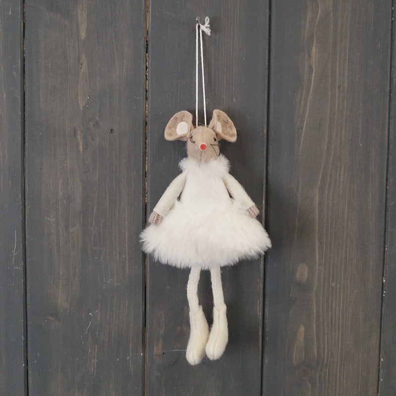 White Hanging Fabric Mouse with Skirt