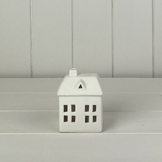 Small White Ceramic House with LED