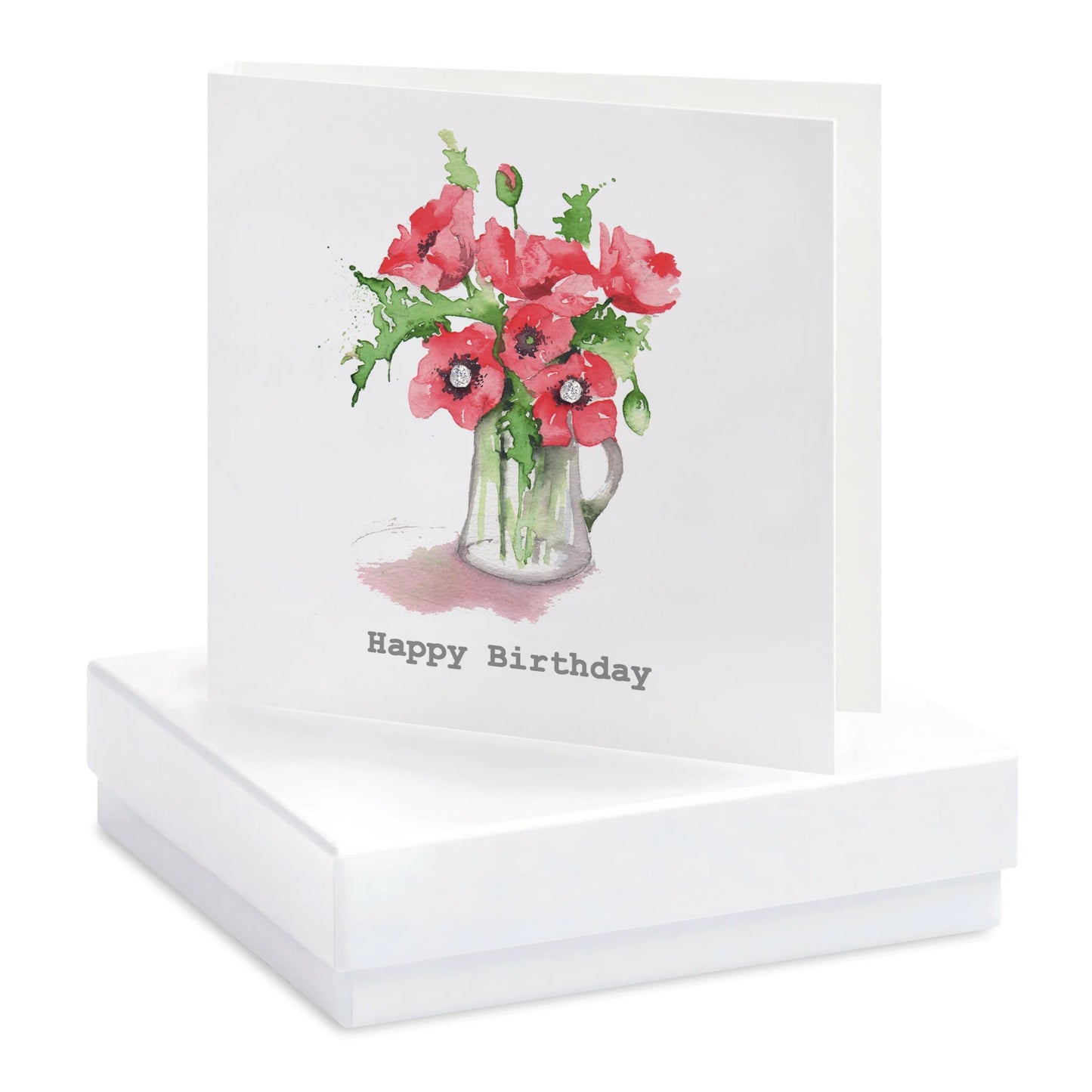 Boxed Poppy Birthday Earring Card