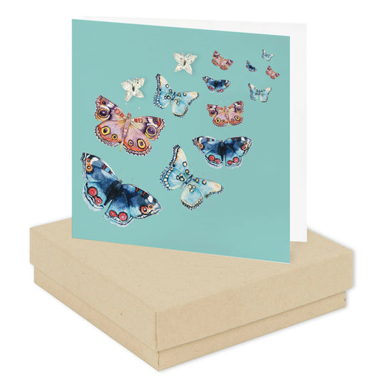 Boxed Silver Earring Card Butterflies