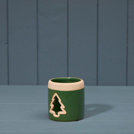 Ceramic Tree Green Tealight Holder