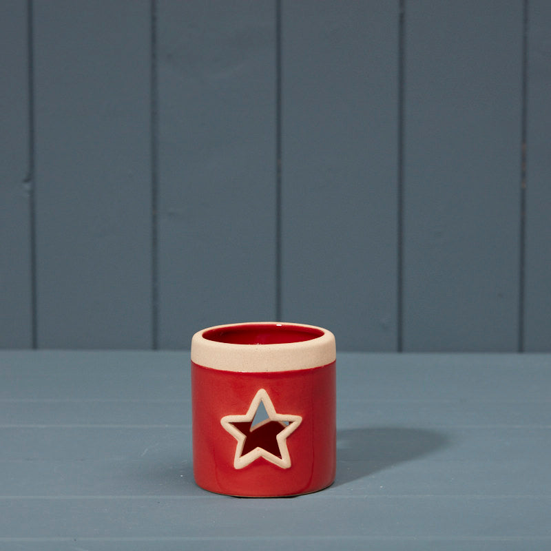 Ceramic Star Red Tealight Holder