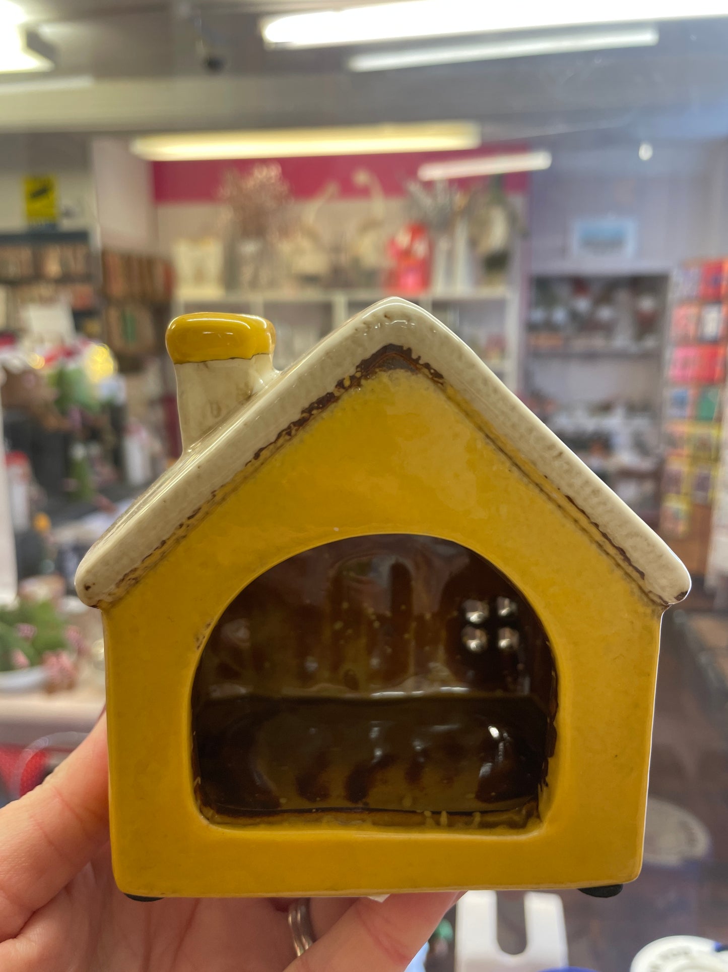 Offer- Langs -  Small House Tea-light Holder in Mustard With Bunting