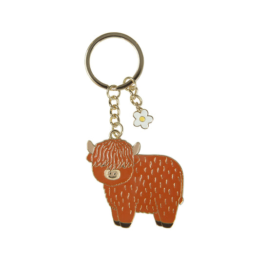 Highland Cow Enamel Keyring