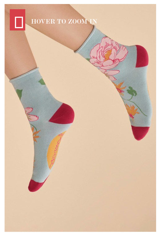 Powder Ladies Ankle Socks - Tropical Floral Ice