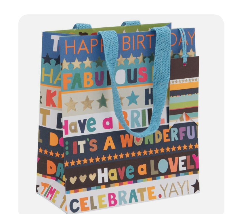 Glick - Birthday Stripes Blue Gift Bag & Tissue