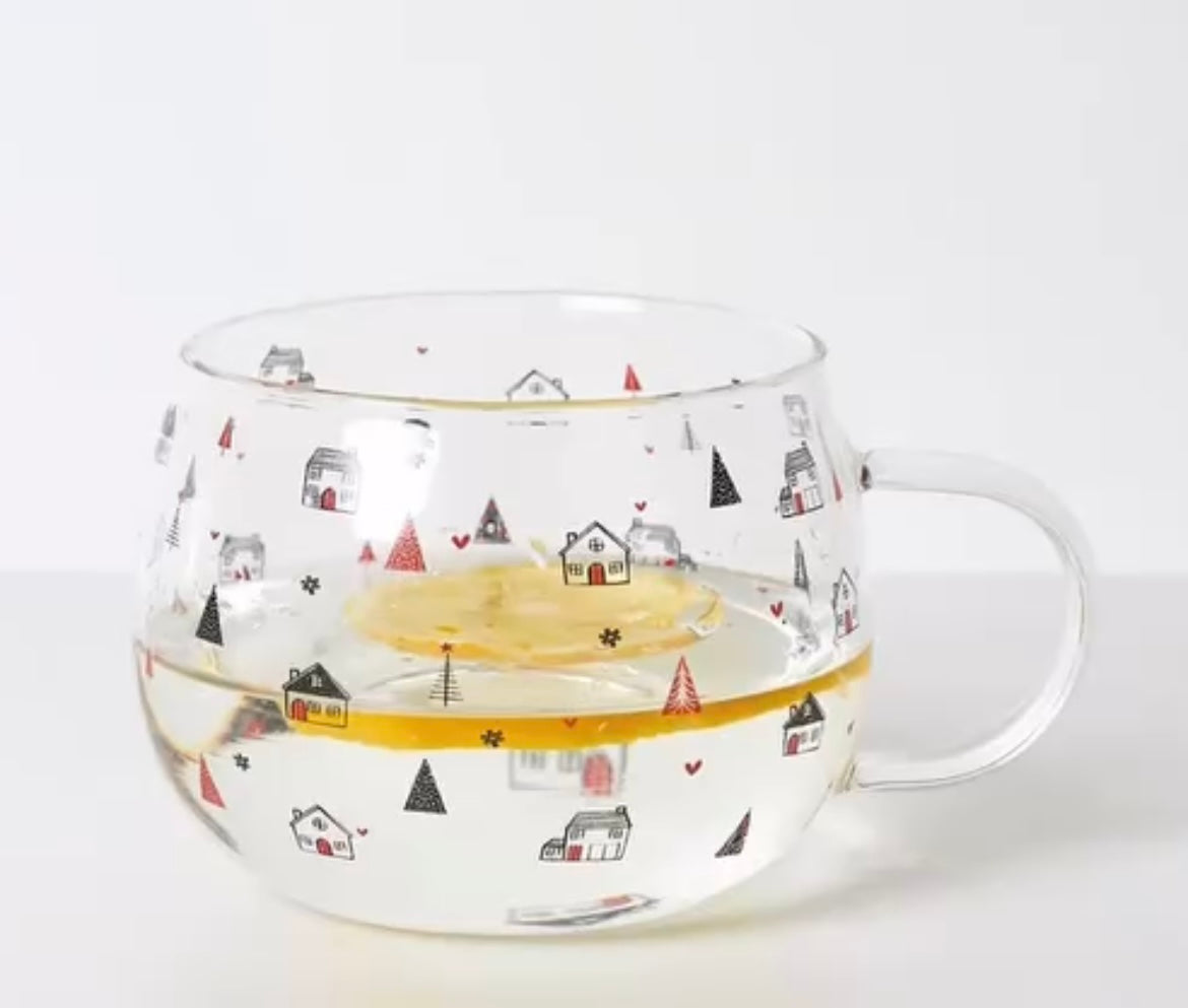 Christmas Houses and Trees Glass Mug