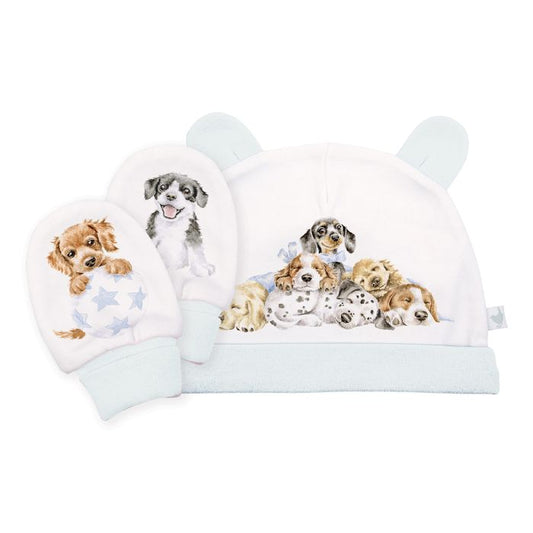 ‘Little Paws’ Dog Baby Hat and Mittens Set