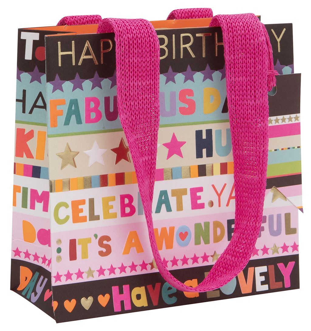 Glick - Birthday Stripes Pink Gift Bag & Tissue