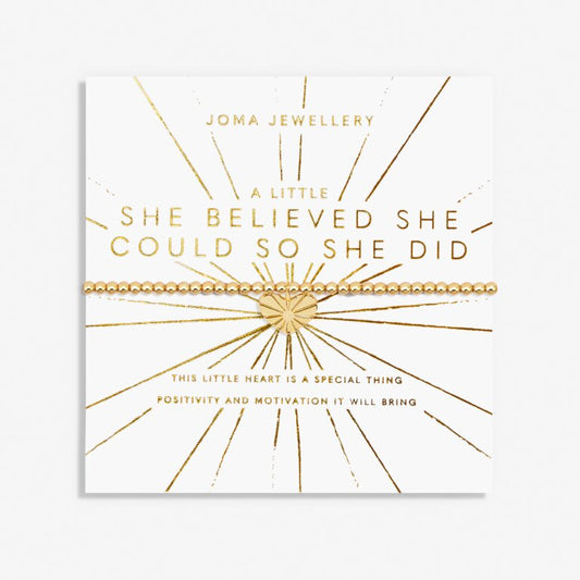 A Little 'She Believed She Could So She Did' Bracelet In Gold Plating