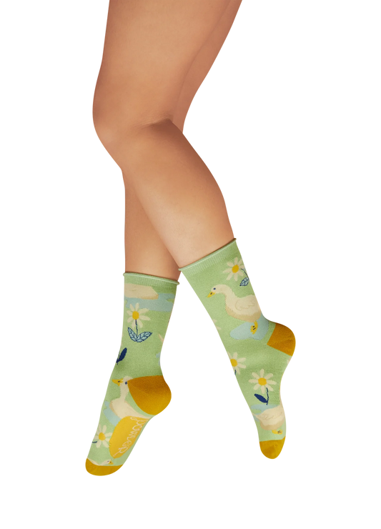 Ladies' Ankle Socks - Happy Geese - Mint