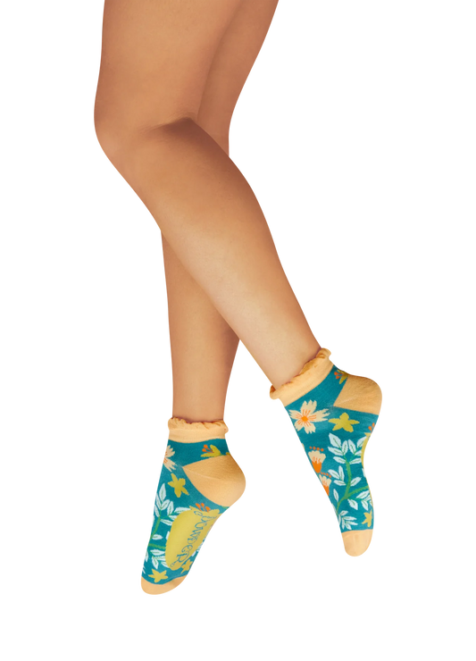 Ladies Trainer Socks - Heavenly Hedgerow - Teal