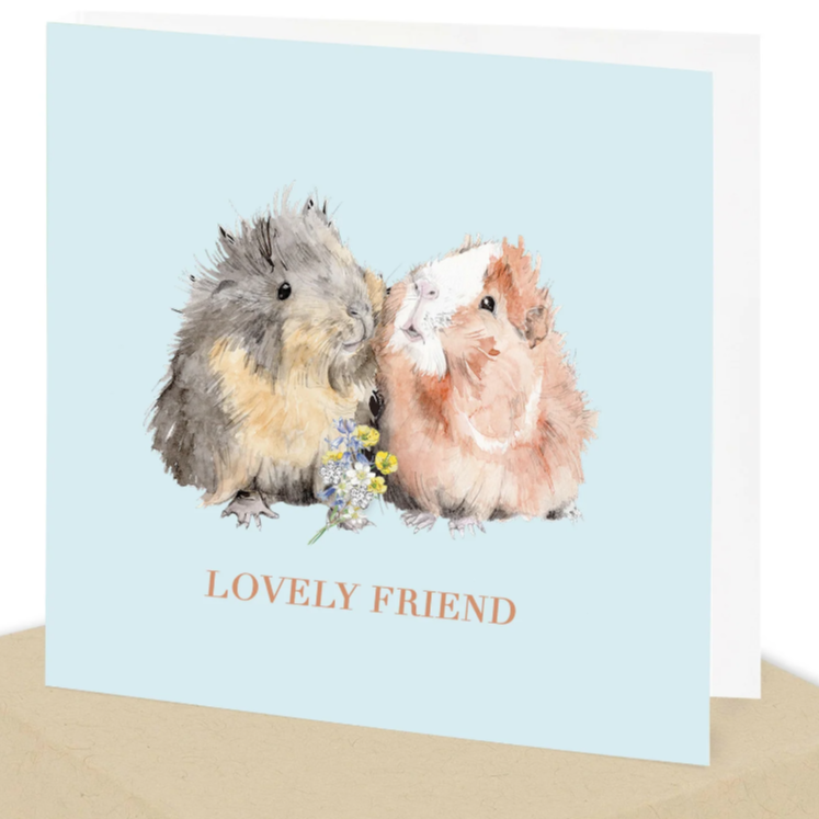 Boxed Guinea Pigs Lovely Friend Silver Earring Card