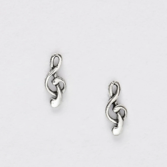 Boxed Musical Notes Silver Earring Card