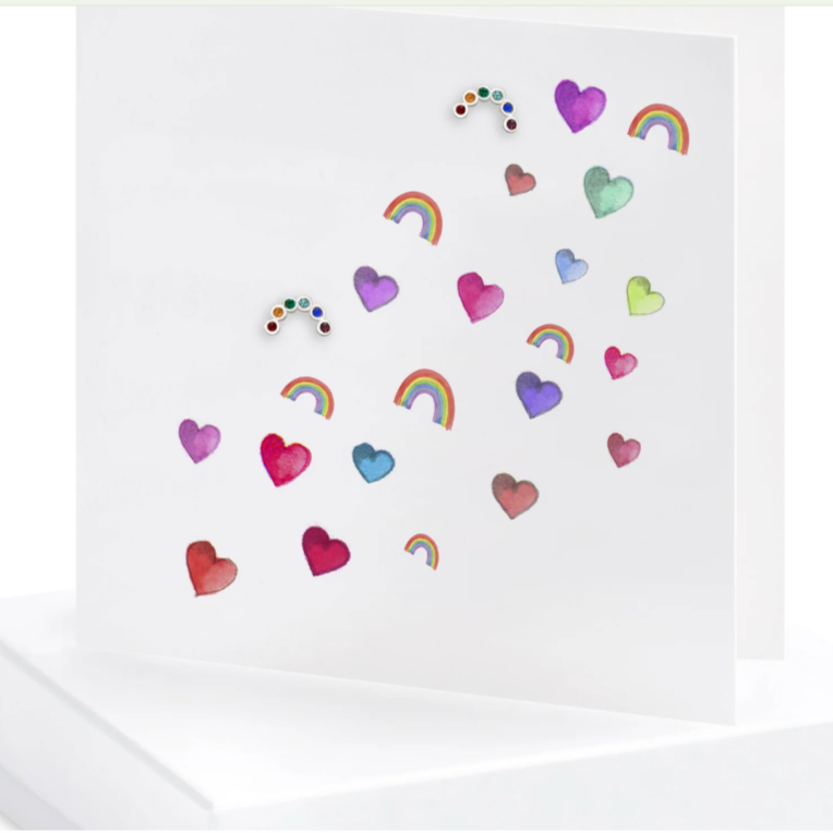 Boxed Rainbow Silver Earring Card